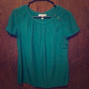 Green short sleeve banana republic blouse